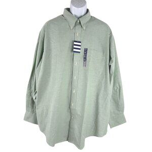 Lands' End Fine Dress Shirt Mens 18.5 Green Original Oxford Cotton NWT TP-3676
